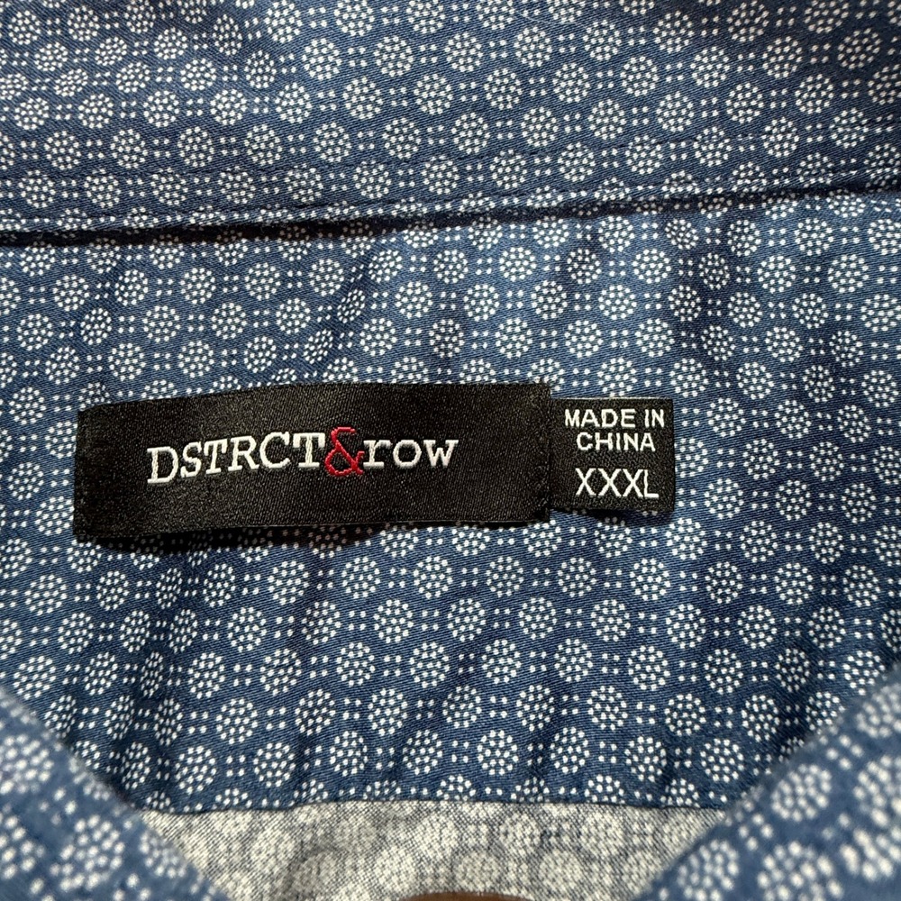 DSTRCT & Row‎ Mens XXXL Blue Geometric Medallion Button Down Shirt - Picture 3 of 7